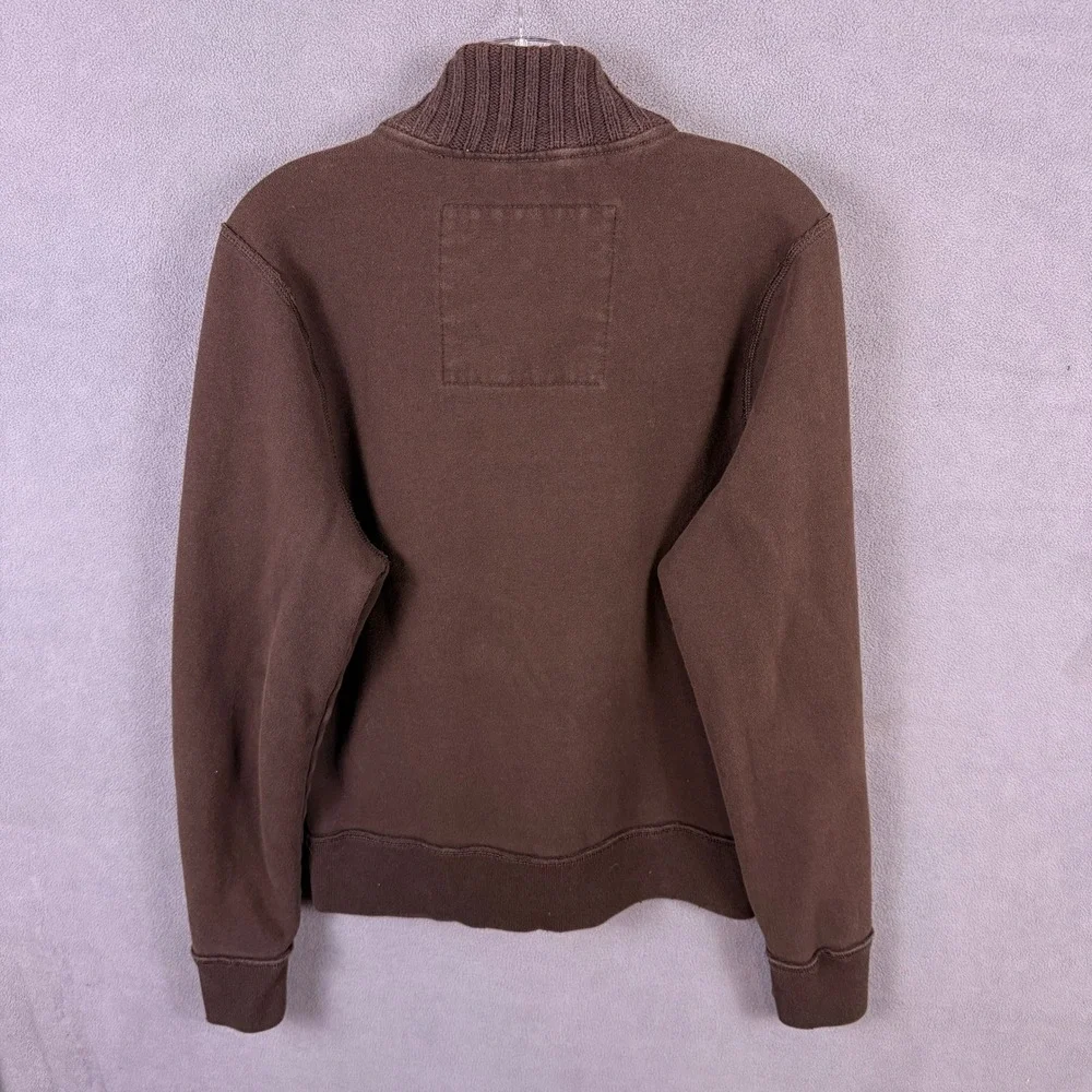 VTG Y2K Hollister Cardigan Mens Large Brown Fleece Lined Mock Neck Button Front